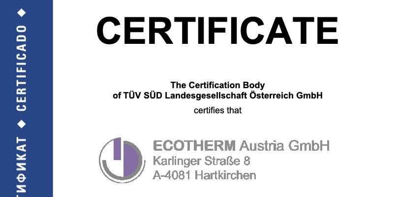 Ecotherm is ISO certified ‎